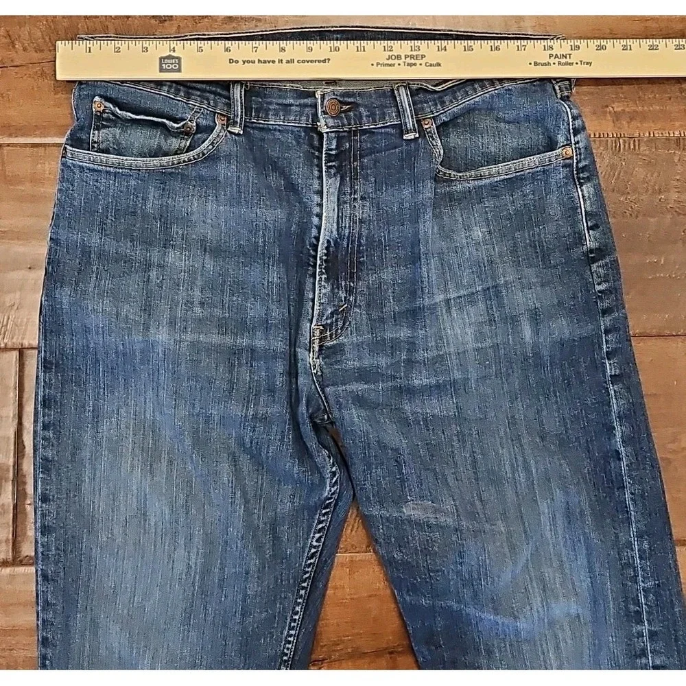 Levis Jeans Mens 38×32 Blue Denim Pants Faded 505 Straight Regular Stretch Work